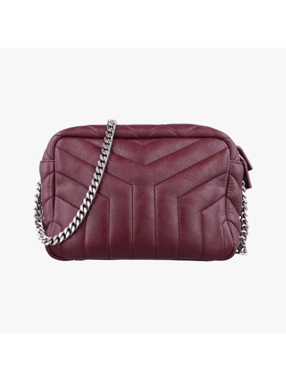 Saint Laurent Loulou Bowling Small Wine Red Leather Shoulder Bag